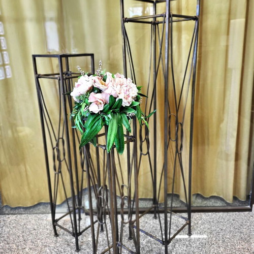 Solid Forged Bronze Flower Stands like new, set of 3 pieces
