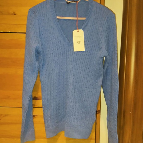 Felix Hardy cotton sweater new, medium large, blue lilac