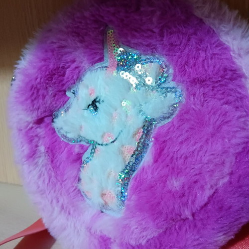 Unicorn bag furry girls used like new, purple