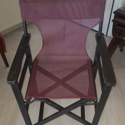 Director's Chair wooden used with burgundy PVC seat and back