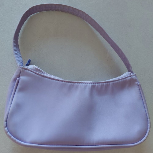 Shoulder bag like new, lilac nylon fabric
