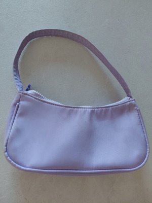 Shoulder bag like new, lilac nylon fabric