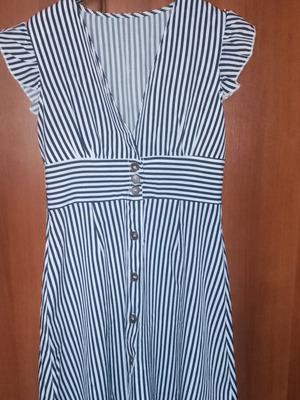 Striped dress white blue small like new, unworn