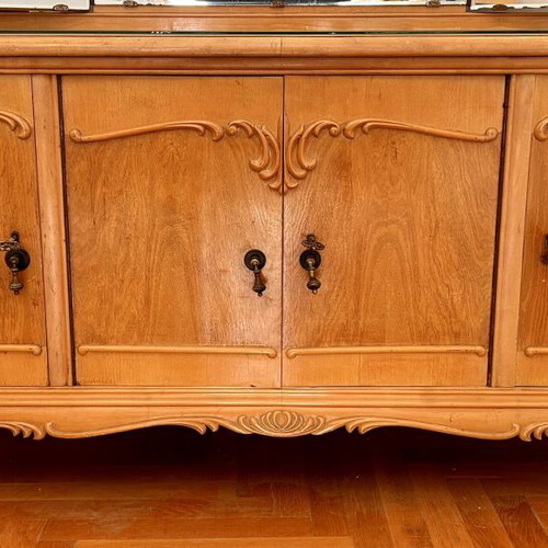 Vintage Bedroom Vanity with Triple Mirror and Stool from 1960s, like new