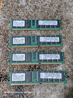 Комплект 4x 1GB DDR ECC Registered PC2100 RAM за сървър употребяван