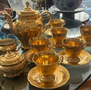 Limoge vintage εντυπωσιακά 22ct χρυσό φύλλο σετ για τσάι/καφε