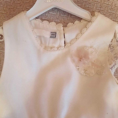 Baptism dress like new, size 2 with train and embroidered back