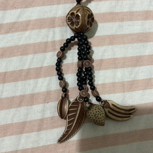 Wooden necklace with black and brown beads A.L.E. new