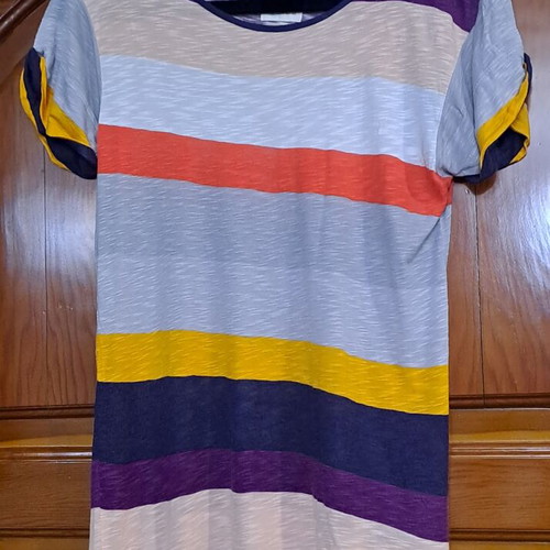 Zara Trafaluc multi-color striped viscose T-shirt, size M