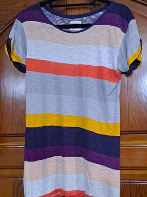 Zara Trafaluc multi-color striped viscose T-shirt, size M