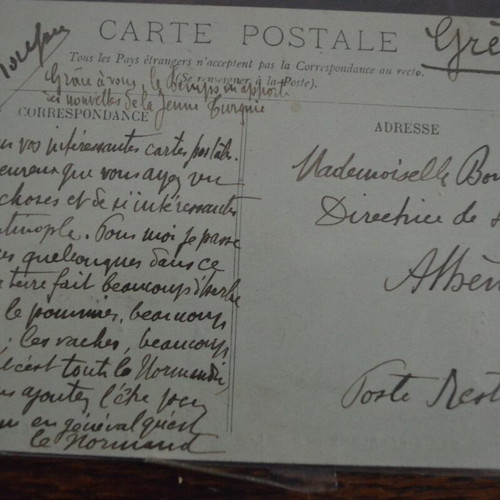 Old postcard 1908 sent from France to Greece used
