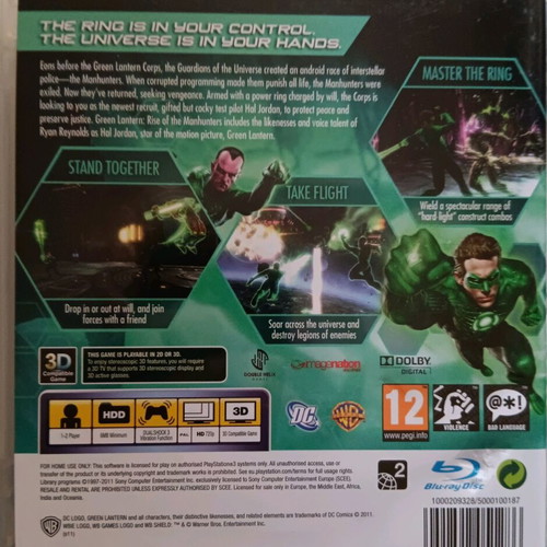 Green Lantern: Rise of the Manhunters PS3 like new, complete with manual