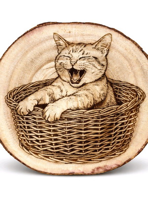 Laser Engraved Picture on Wooden Disc New, Beech