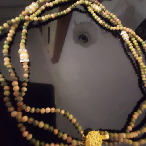 Women's Multistrand Necklace with Natural Semi-Precious Stones New