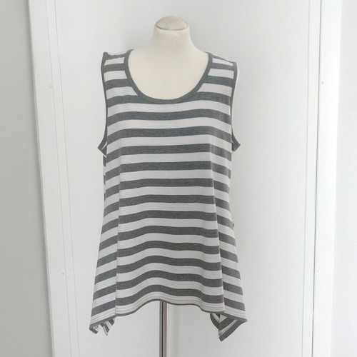 Guodil Women's Striped Sleeveless Top XL with Asymmetric Hem