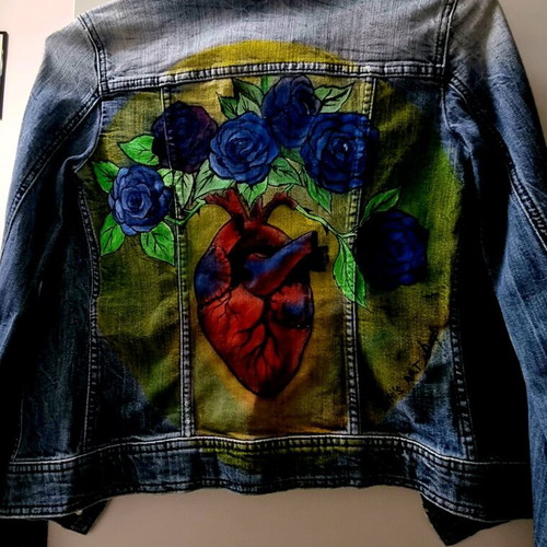 Benetton women's jacket new, size S, art design by DIMIS'ART