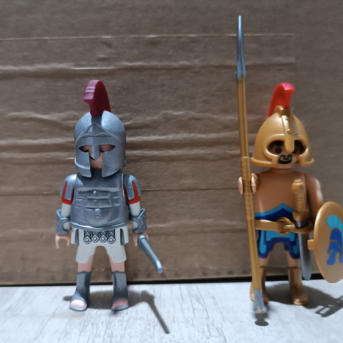 Playmobil Ancient Greeks figures used, resin armor and helmet hand-painted, pack