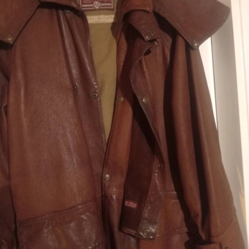 Malboro Classic Brown Leather Riding Trench Coat Like New