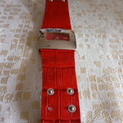 Oxette wristwatch leather red used, women's