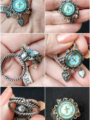 Konplott silver ring used with cross and talismans against evil eye