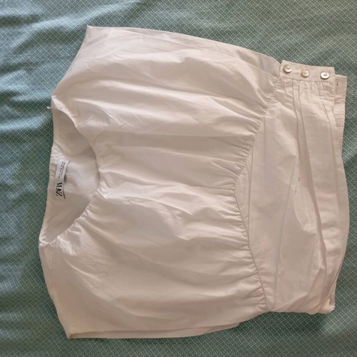 ZARA women's blouse new, size S, white cotton poplin