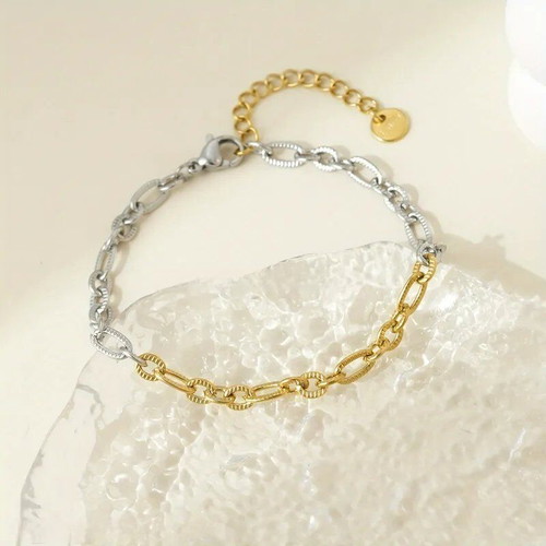 Mix bracelet stainless steel bicolor new, silver