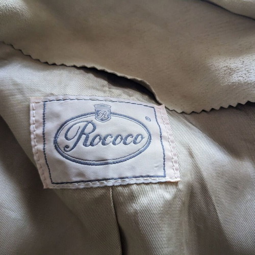 Rococo vintage men's leather jacket used, beige, size 50