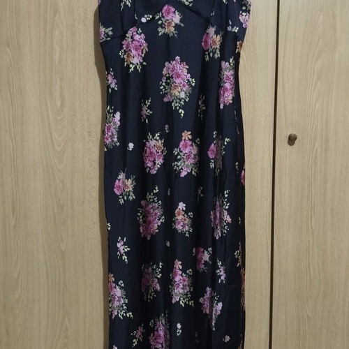 Zara satin dress, black, size L