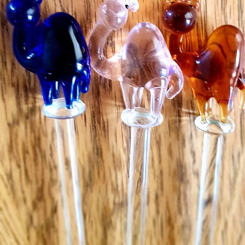 Glass drink stirrers collectible, pack of 12, new