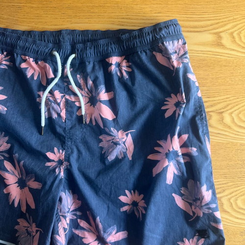 Vintage swim shorts 3XL like new, floral pattern, grey and pink