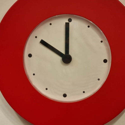 Vintage IKEA Tajma red plastic wall clock used, analog