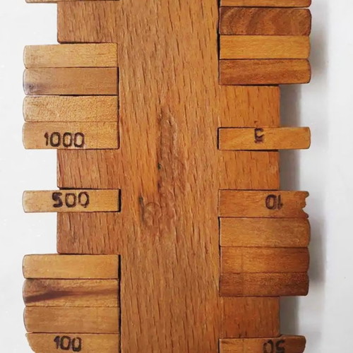 Bezique game counter used, vintage wooden board game