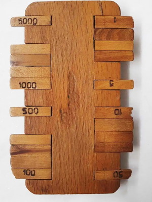 Bezique game counter used, vintage wooden board game