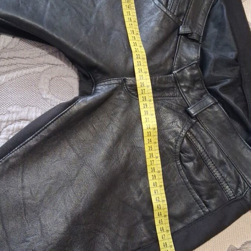 Leather pants used with elastic fabric back