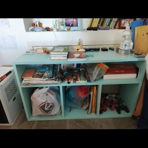 Bookcase and Game Storage Blue Wood Like New