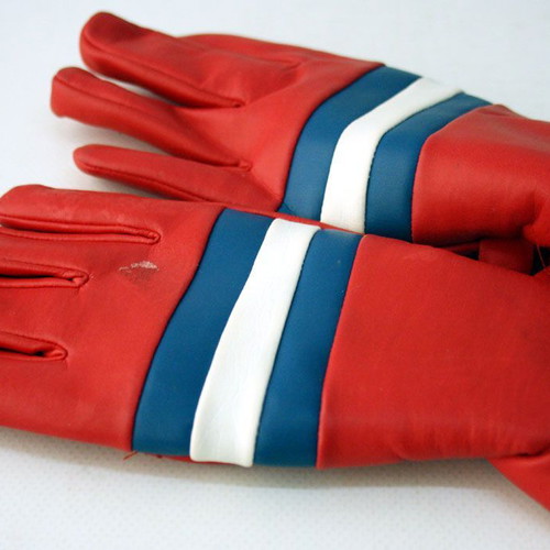 Vintage winter leather gloves red, new from the 80s
