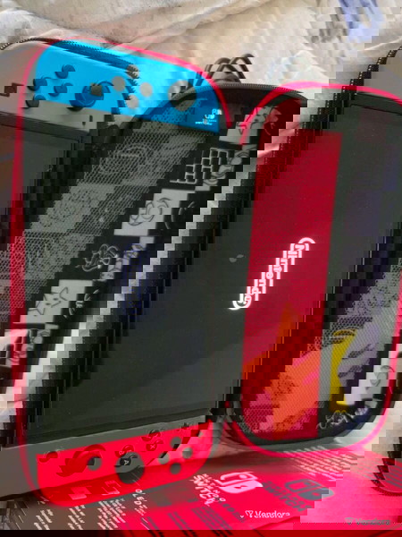 Nintendo Switch Oled Red & Blue με Mario Case και εγγύηση