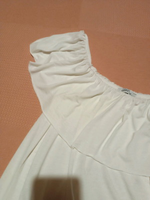 Celestino white blouse with one shoulder and ruffles, size S/M, like new