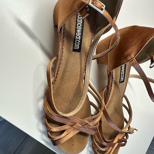 Dance shoes leather like new, brown and gold, size 38