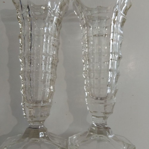 Vintage glass vases or candle holders used, set of 2 pieces