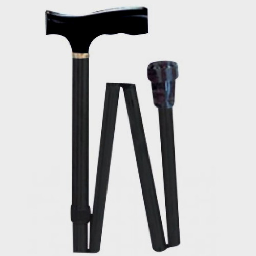 Folding walking stick like new, black aluminum with wooden handle