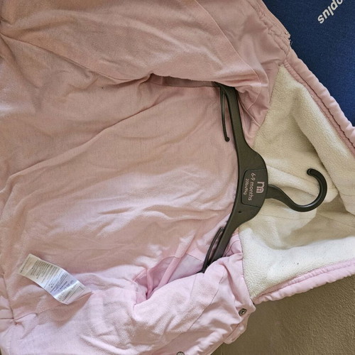 Pink baby jacket used, cotton lining, 12 months