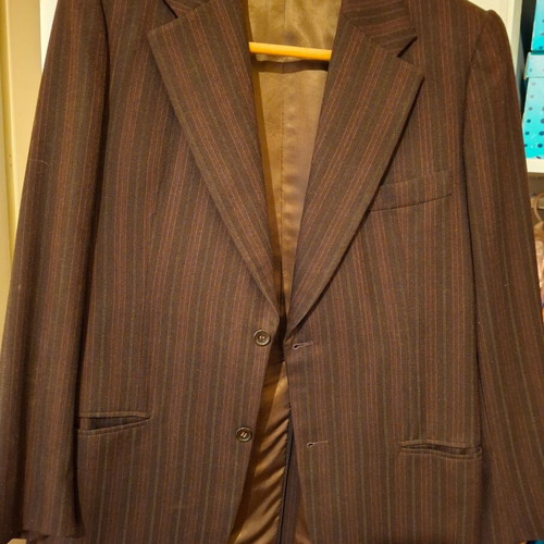 Wool brown striped vintage 80s suit like new