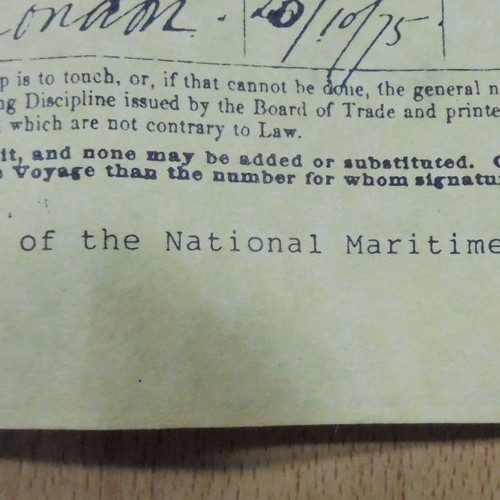 Agreement and account of crew of British ship Cutty Sark used