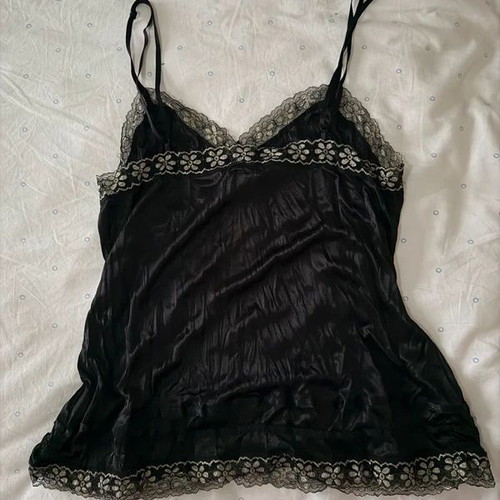 Zara Lace Trimmed Cami Top size M like new, black with gold details