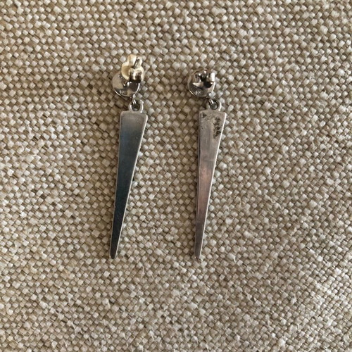 Silver earrings like new with orange filling