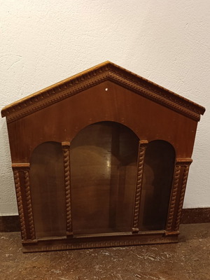 Wooden wall iconostasis with glass door, like new