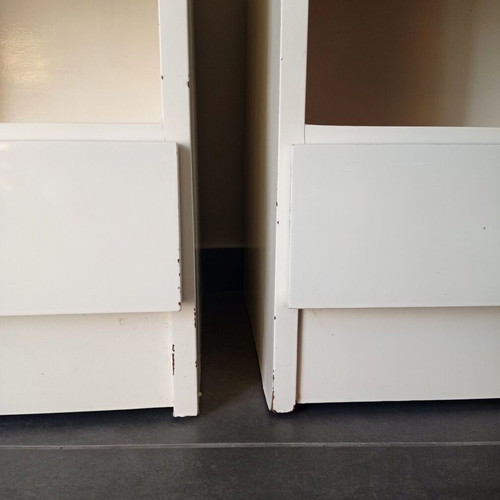 White nightstands set with drawers used, pack of 2