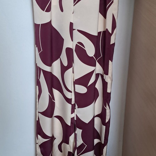 Mango women's jumpsuit with belt, long sleeves, beige and purple