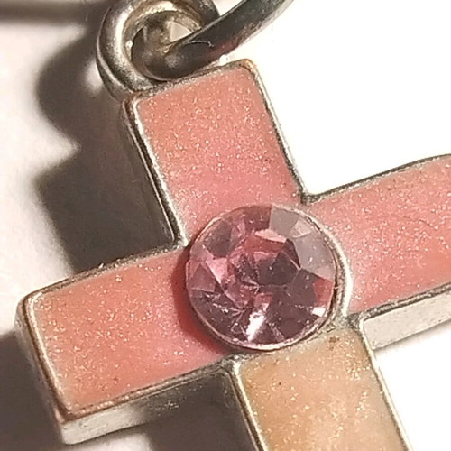 Pink cross used with crystal and adjustable cord